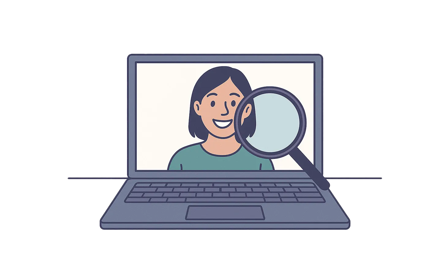 Illustration einer Person am Laptop